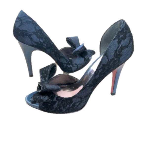 Paris Hilton Shoes - Paris Hilton Blue Fabric Open Toed Stiletto Heels